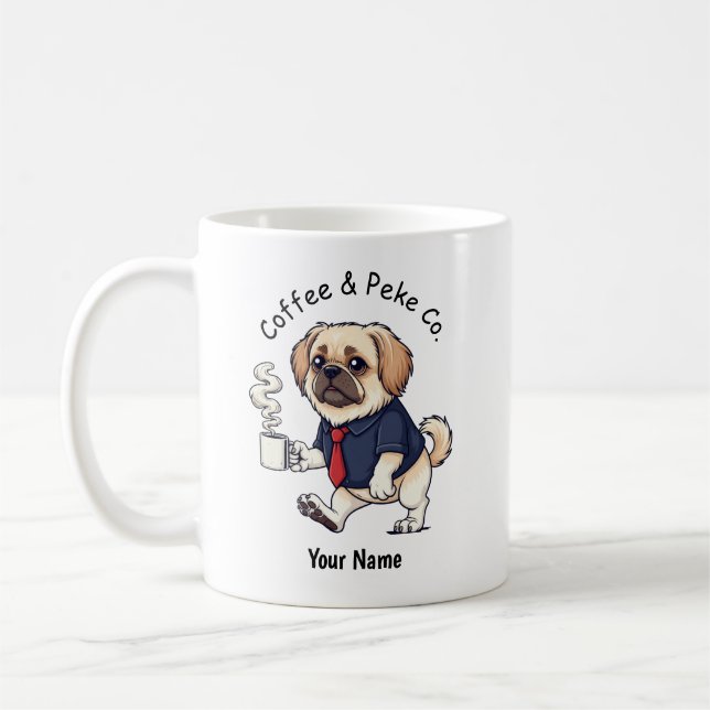 Funny Pekingese Dog Business Suit Coffee  Mug (Left)