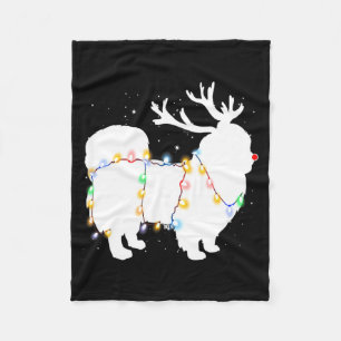 Funny Pekingese Dog Tree Christmas Lights Xmas Paj Fleece Blanket