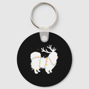 Funny Pekingese Dog Tree Christmas Lights Xmas Paj Keychain