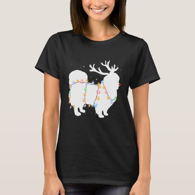 Funny Pekingese Dog Tree Christmas Lights Xmas Paj T-Shirt (Front)