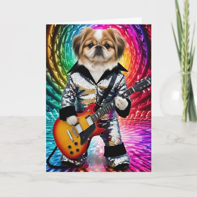 Funny Pekingese Rock Star Card (Front)