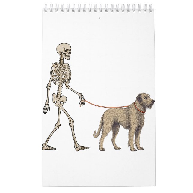 Funny Pekingese Skeleton Dog Walking Halloween Dog Calendar (Cover)