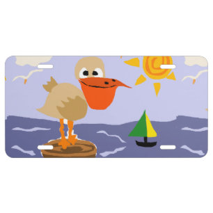 Funny Pelican Beach Front License Plate