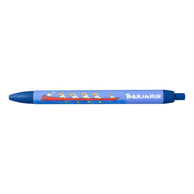 Funny pelican rowing team cartoon illustration pen (Front)