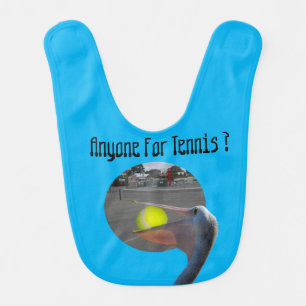 Funny Pelican Tennis Player, Baby Bib