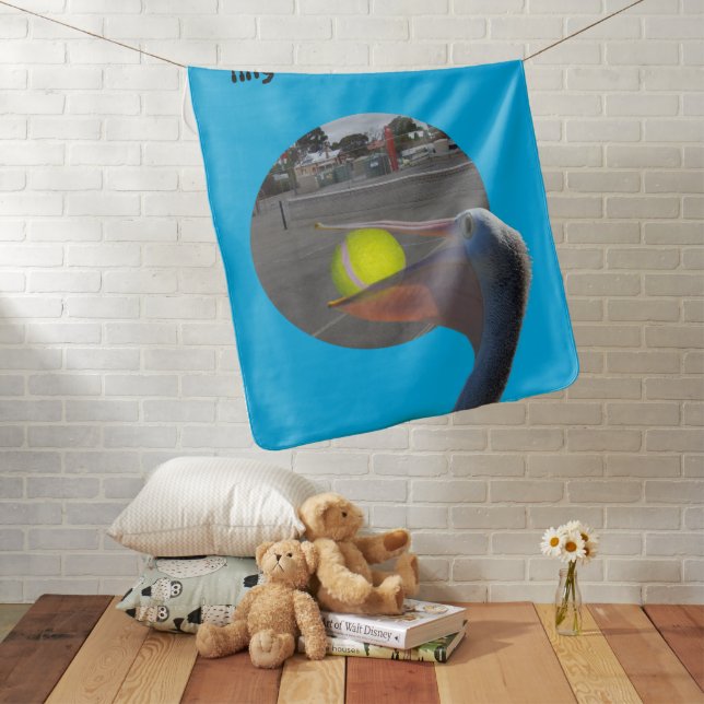 Funny Pelican Tennis Player, Baby Blanket (In Situ)