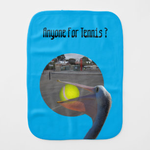Funny Pelican Tennis Player, Baby Burp Cloth