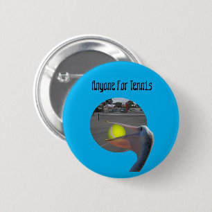 Funny Pelican Tennis Player, Badge Button