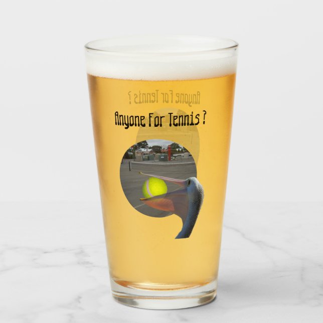 Funny Pelican Tennis Player, Beer Glass (Front Filled)