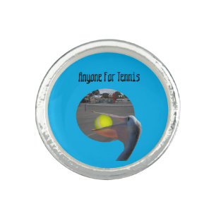 Funny Pelican Tennis Player, Photo Ring
