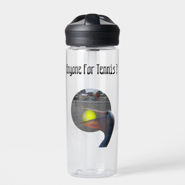 Funny Pelican Tennis Player,  Water Bottle (Front)
