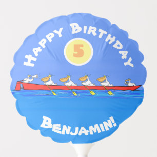 Funny pelicans rowing cartoon illustration balloon