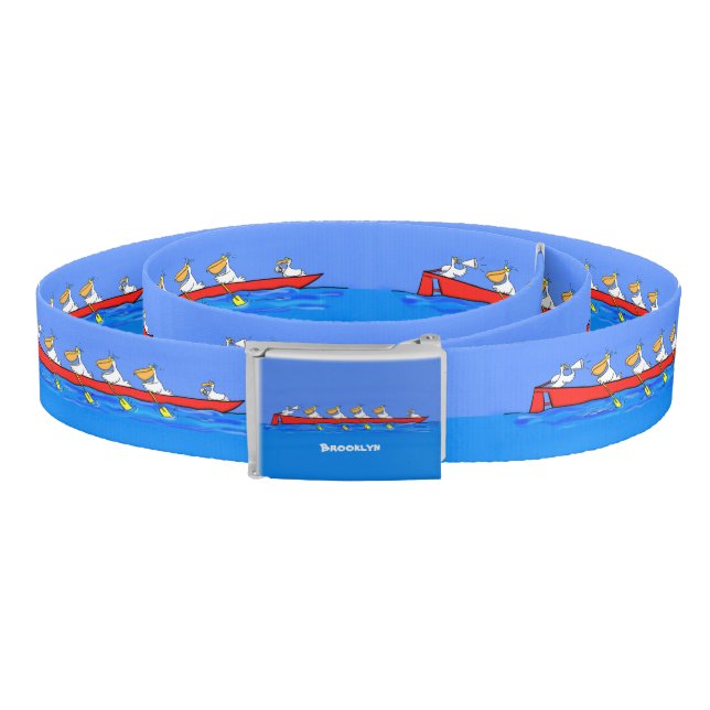 Funny pelicans rowing cartoon illustration belt (Coil)
