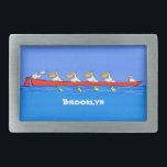 Funny pelicans rowing cartoon illustration belt buckle<br><div class="desc">Our funny pelicans rowing team cartoon illustration will add some humor to your day. Inspired by watching seabirds and thinking up silly thoughts.</div>
