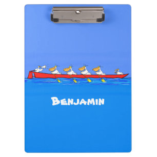 Funny pelicans rowing cartoon illustration clipboard