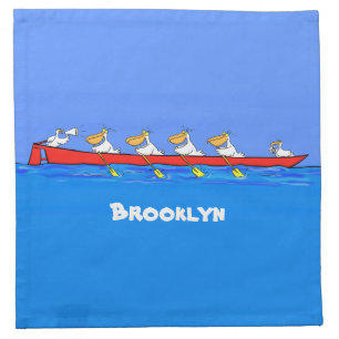 Funny pelicans rowing cartoon illustration cloth napkin