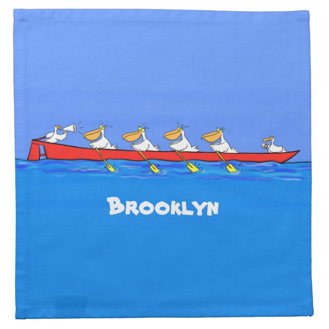 Funny pelicans rowing cartoon illustration cloth napkin (Front)