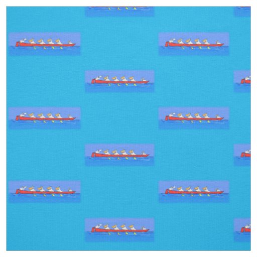 Funny pelicans rowing cartoon illustration fabric