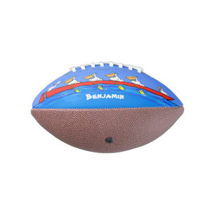 Funny pelicans rowing cartoon illustration football