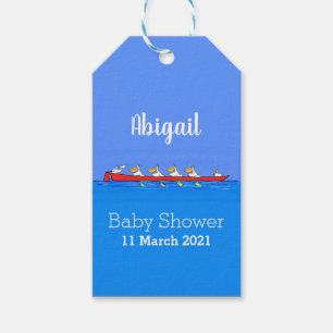 Funny pelicans rowing cartoon illustration gift tags