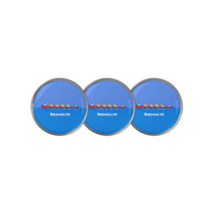 Funny pelicans rowing cartoon illustration golf ball marker