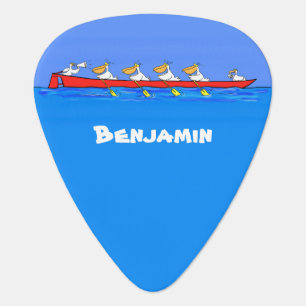 Funny pelicans rowing cartoon illustration guitar pick