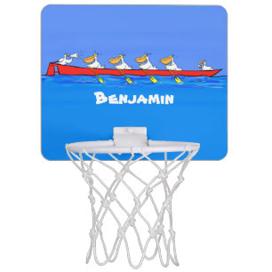 Funny pelicans rowing cartoon illustration mini basketball hoop