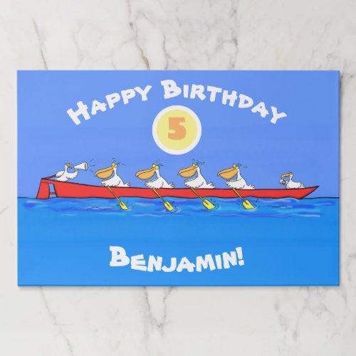 Funny pelicans rowing cartoon illustration paper pad