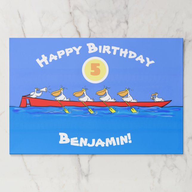 Funny pelicans rowing cartoon illustration paper pad (Front)