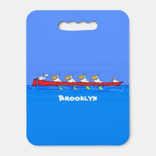 Funny pelicans rowing cartoon illustration seat cushion