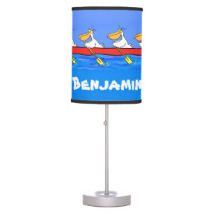 Funny pelicans rowing cartoon illustration table lamp