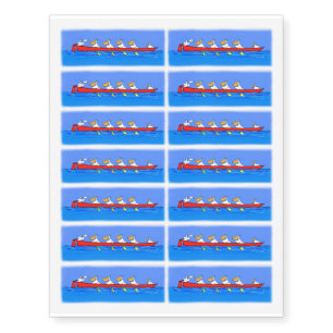 Funny pelicans rowing cartoon illustration temporary tattoos