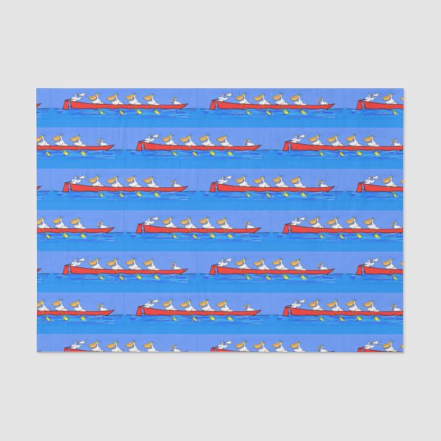 Funny pelicans rowing cartoon illustration tissue paper (Front)