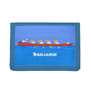 Funny pelicans rowing cartoon illustration tri-fold wallet
