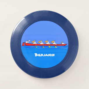 Funny pelicans rowing cartoon illustration Wham-O frisbee
