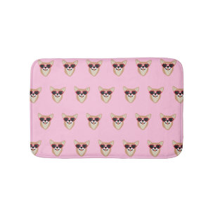 Funny Pembroke Welsh Corgi Pattern Pink Bath Mat