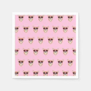 Funny Pembroke Welsh Corgi Pattern Pink Napkins