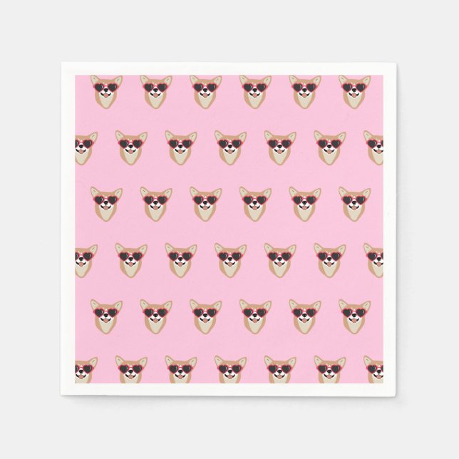 Funny Pembroke Welsh Corgi Pattern Pink Napkins (Front)