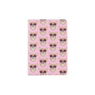 Funny Pembroke Welsh Corgi Pattern Pink Passport Holder