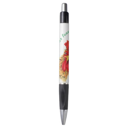 Funny Pen with Surprised Rooster _ Custom Text