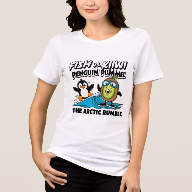 Funny penguin and kiwi  Tri-Blend shirt (Front)