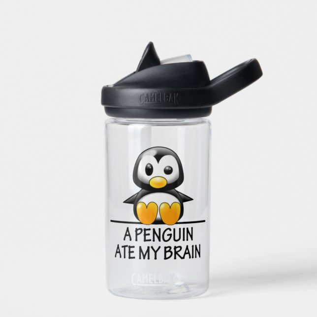 Funny Penguin Ate My Brain Water Bottle (Left)