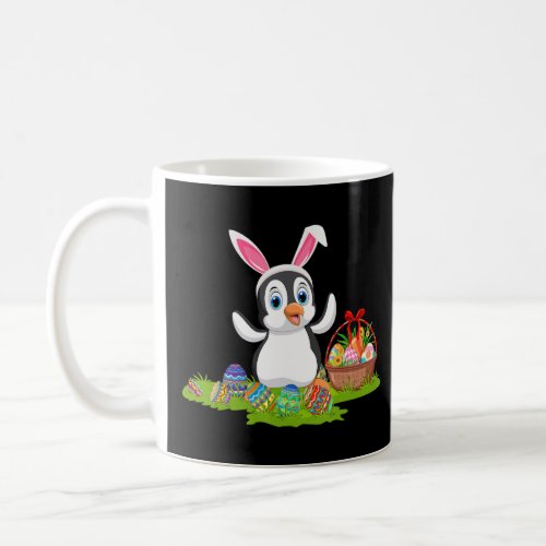 Funny Penguin Bird Easter Egg Hunting Bunny Pengui Coffee Mug