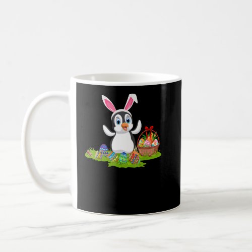 Funny Penguin Bird Easter Egg Hunting Bunny Pengui Coffee Mug