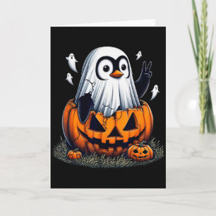 Funny Penguin Boo Halloween Ghost Womens Mens Kids Card