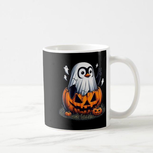 Funny Penguin Boo Halloween Ghost Womens Mens Kids Coffee Mug (Right)