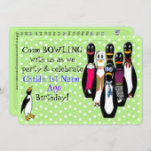 Funny Penguin Bowling Birthday Party Personalized Invitation (Front/Back)