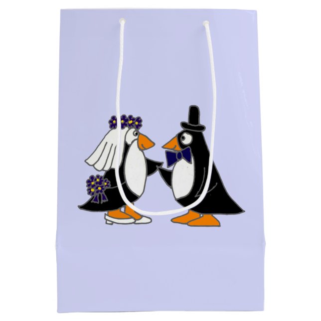 Funny Penguin Bride and Groom Gift Bag (Back)