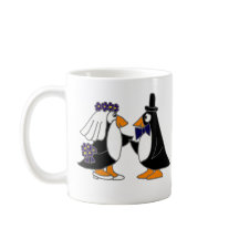 Funny Penguin Bride and Groom Wedding Cartoon
