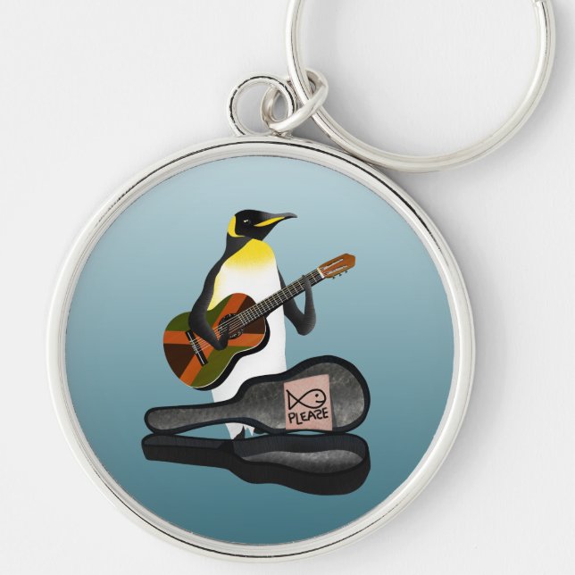 Funny Penguin Busking Keychain (Front)